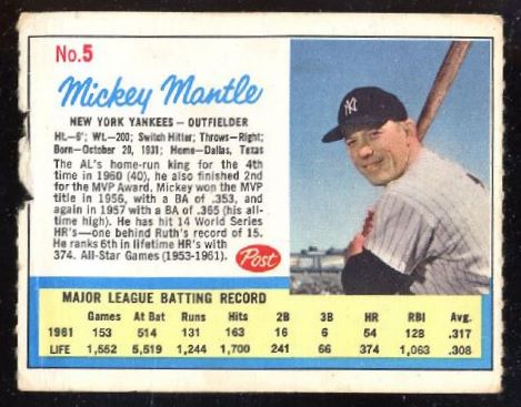1962 Post 005 Mantle Ad Card
